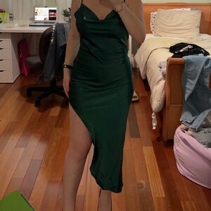 Elegant Green Satin Dress